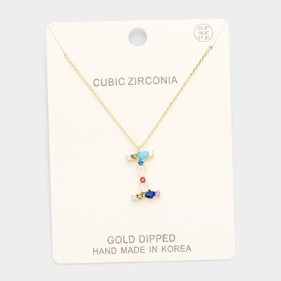 NWT Letter I Zirconia Monogram Gokd Dipped Necklace - Picture 5 of 7